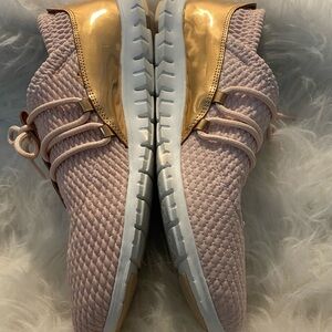 COLE HAAN ZERO GRAND Pink Quilted Sneakers with Rose Gold accents